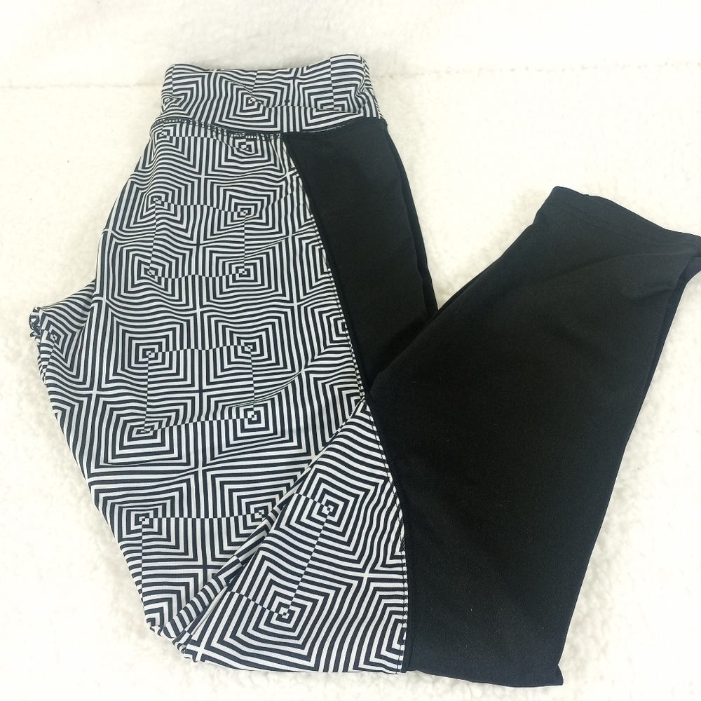 Energy Seamless Leggings Pants Black White Nylon Spandex Ultra Slimming Size Med